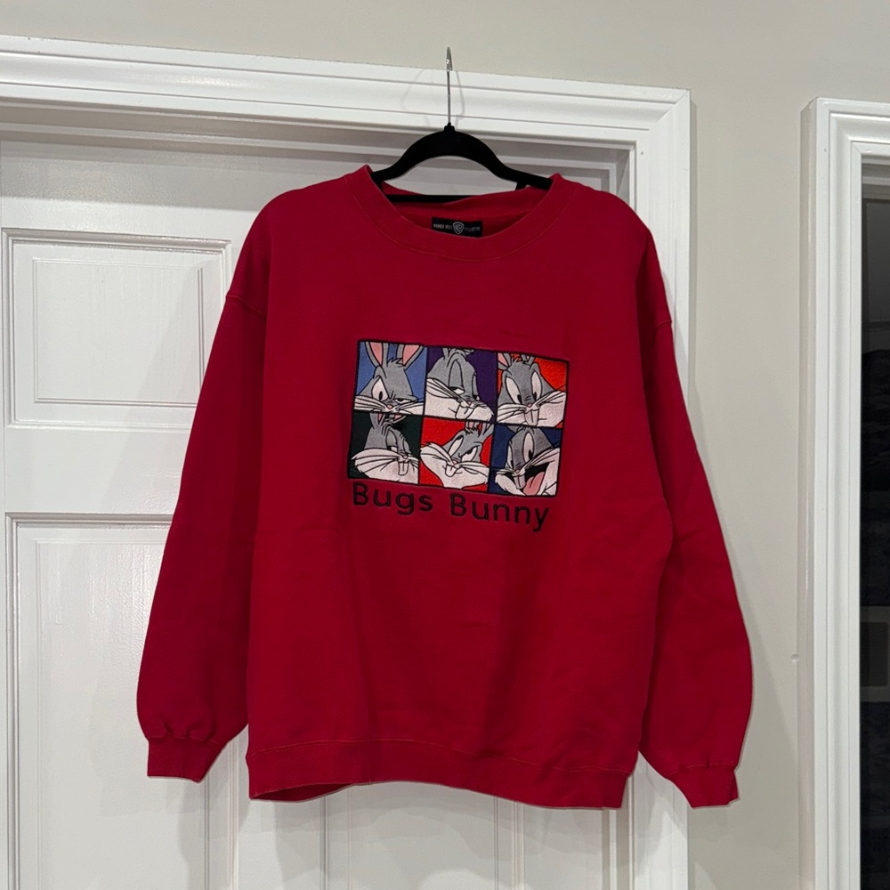 RARE Vintage 1995 Warner Bros Studio Store Bugs Bunny Embroidered Sweatshirt